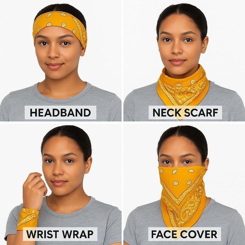 SUNRIBE 3 Pack Paisley Bandanas – 100% Cotton Square 21x21 Head Wrap, Headband, Face Cover, Neck Scarf for Men & Women - Image 5